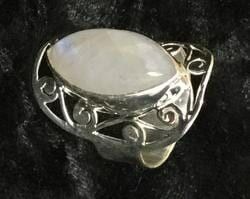 A Stylish Silver Ring with A Prominent White Moonstone — Crystal Cauldron In South Mackay, QLD