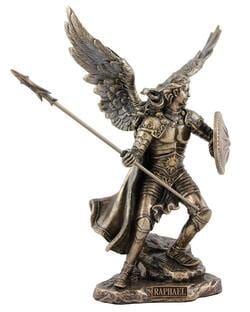 A Detailed Silver-Toned Statue of The Archangel Raphael — Crystal Cauldron In South Mackay, QLD