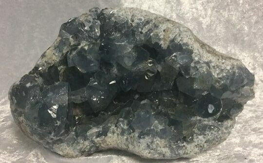 A Piece of Gray Rock with Clusters of Dark Blue Crystals — Crystal Cauldron In South Mackay, QLD
