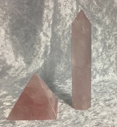 Two Pink Quartz Crystals Stacked Elegantly — Crystal Cauldron In South Mackay, QLD