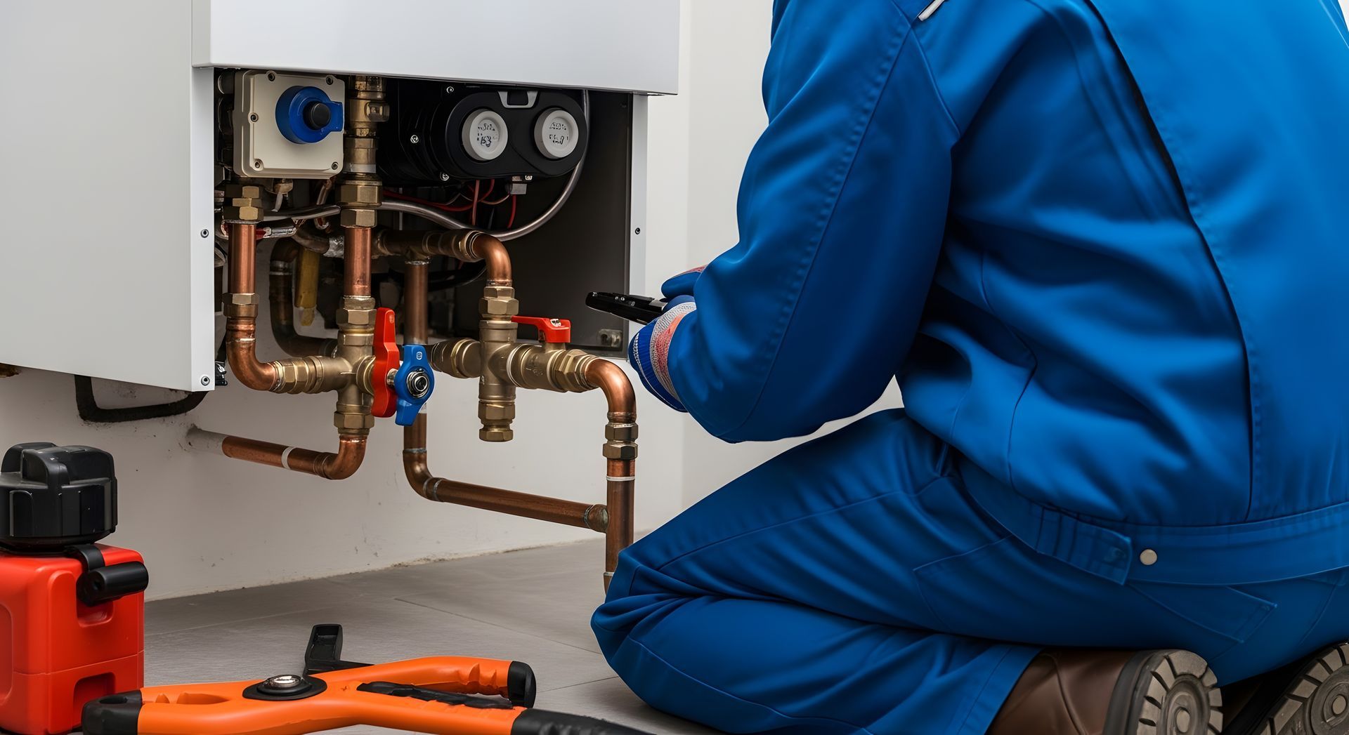 Technician Repairing Gas Furnance