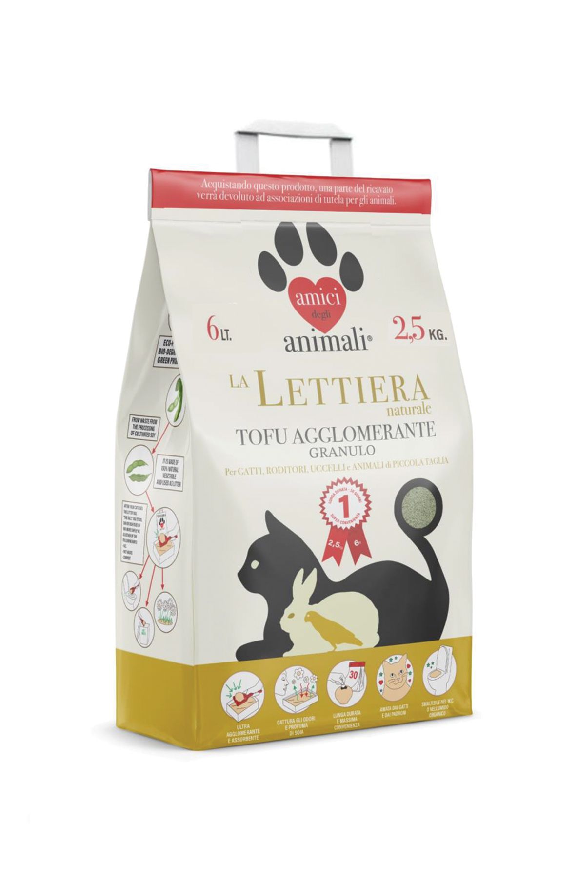 Lettiera in granulo di tofu