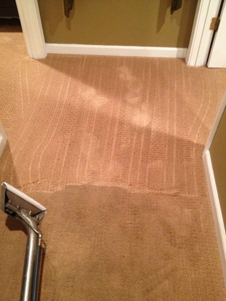 Carpeted floor with a vacuum cleaner in the lower left corner and a bright streak across the center