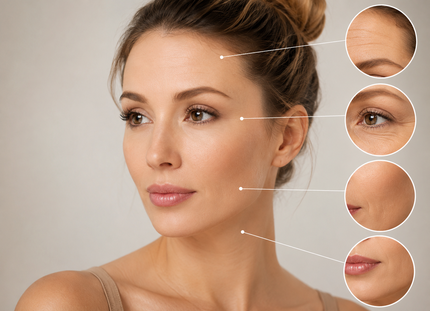 Injectable treatment areas for upper face, mid and lower face, jawline, and neck at AesTonic Med Spa and Wellness in Oklahoma City and Edmond