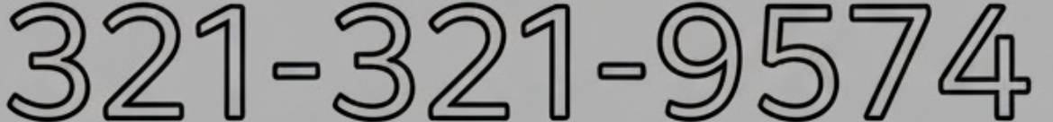 321-321- 9574 telephone number in white text with black shadow