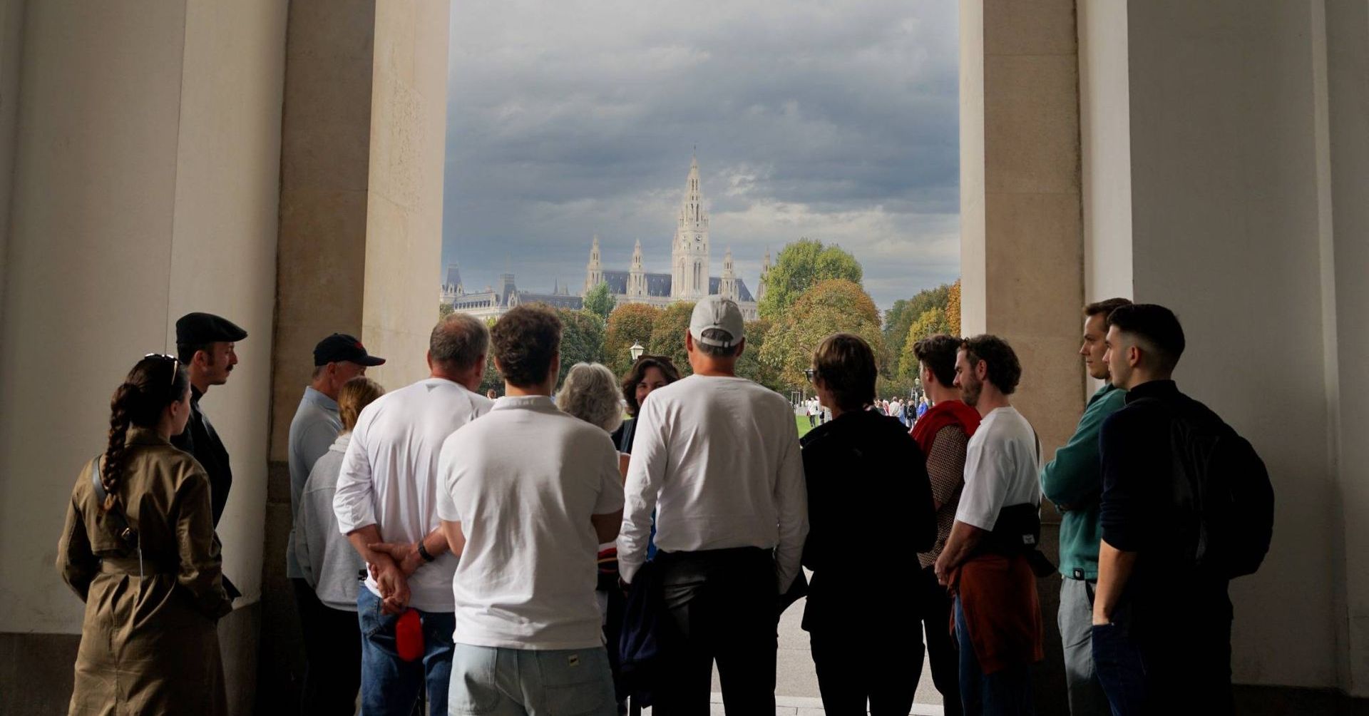 Walking tour group at Hofburg Palace in Vienna, 2025