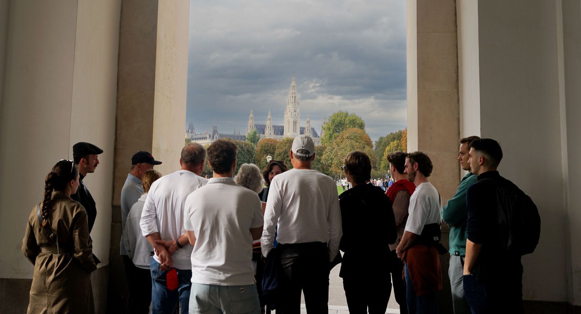 Walking tour group at Hofburg Palace in Vienna, 2025