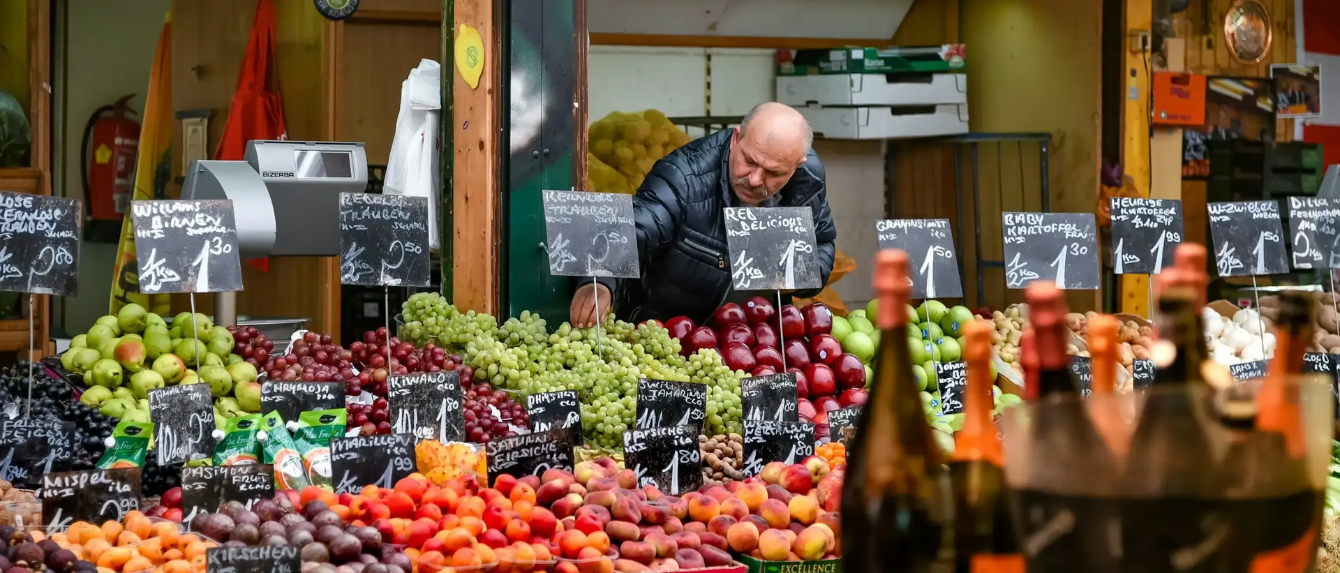 Colorful fruit stalls at Naschmarkt