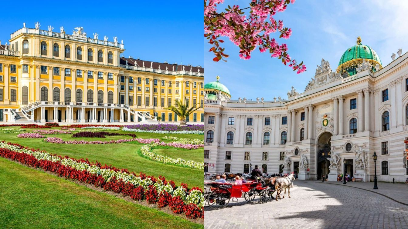 Schönbrunn Palace and Hofburg Palace in Vienna compared side by side