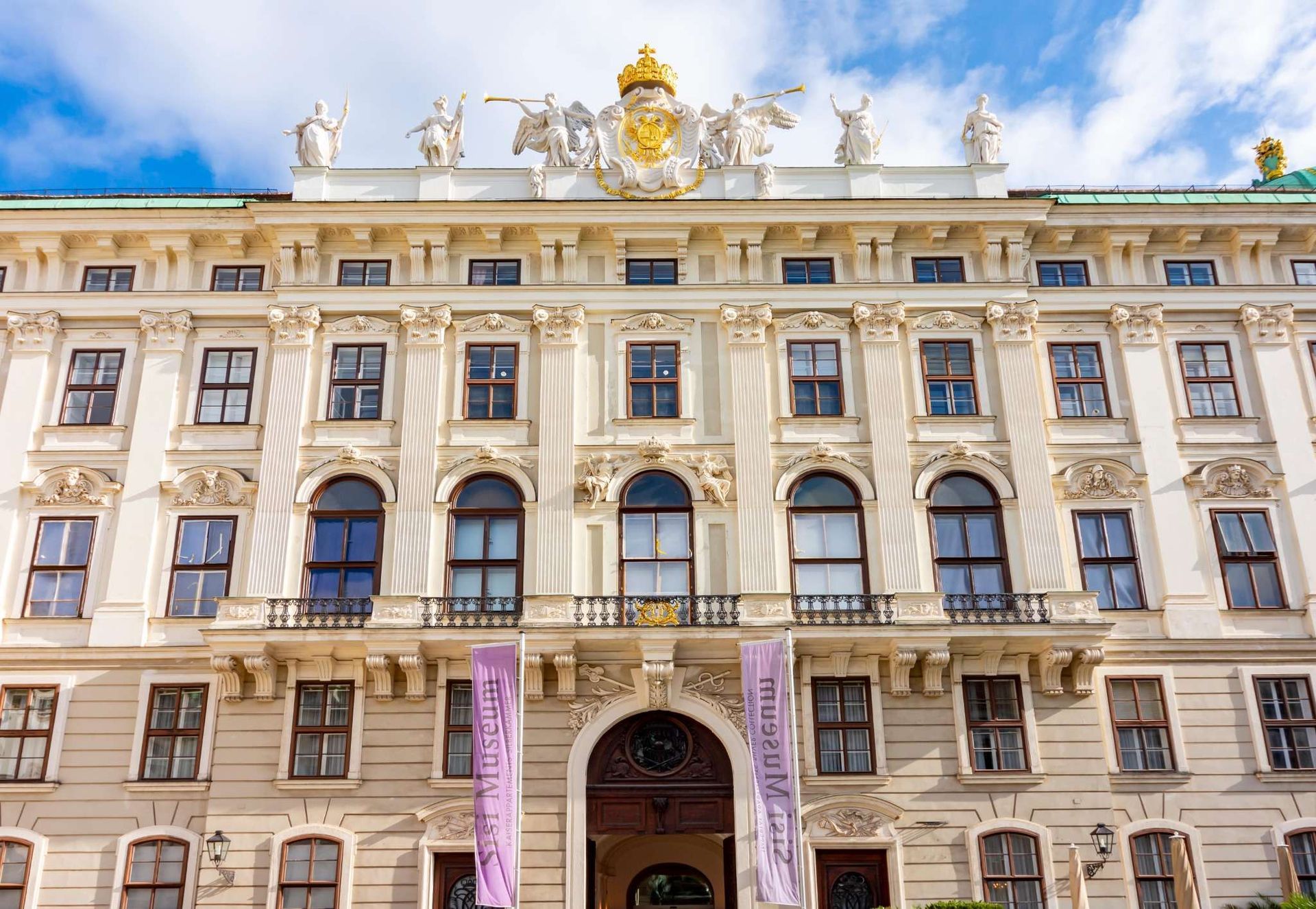Hofburg Palace exterior in Vienna with entrance to the Sisi Museum