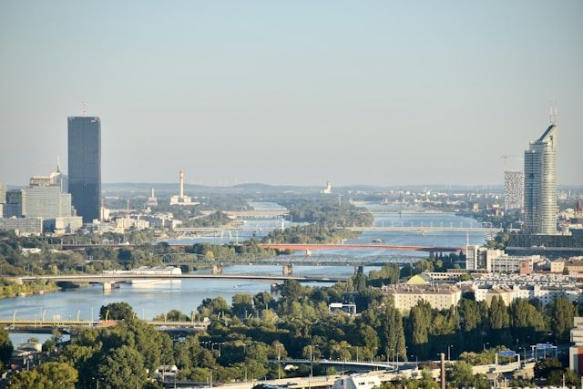 Vienna skyline with Danube River and St. Stephen’s Cathedral – 1 day Vienna itinerary blog thumbnail