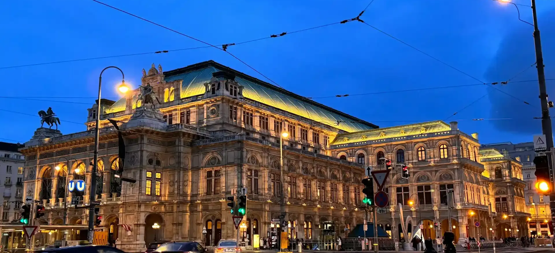 Vienna State Opera lit at night