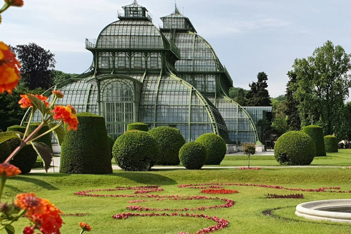 The Palm House in Schönbrunn Palace Gardens during spring in Vienna