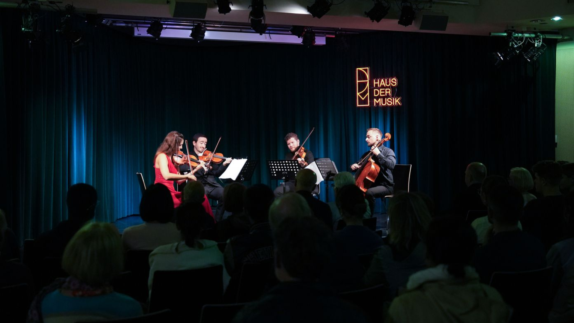 String quartet musicians at the Viennese Classical Masters Concert, Haus der Musik, Vienna