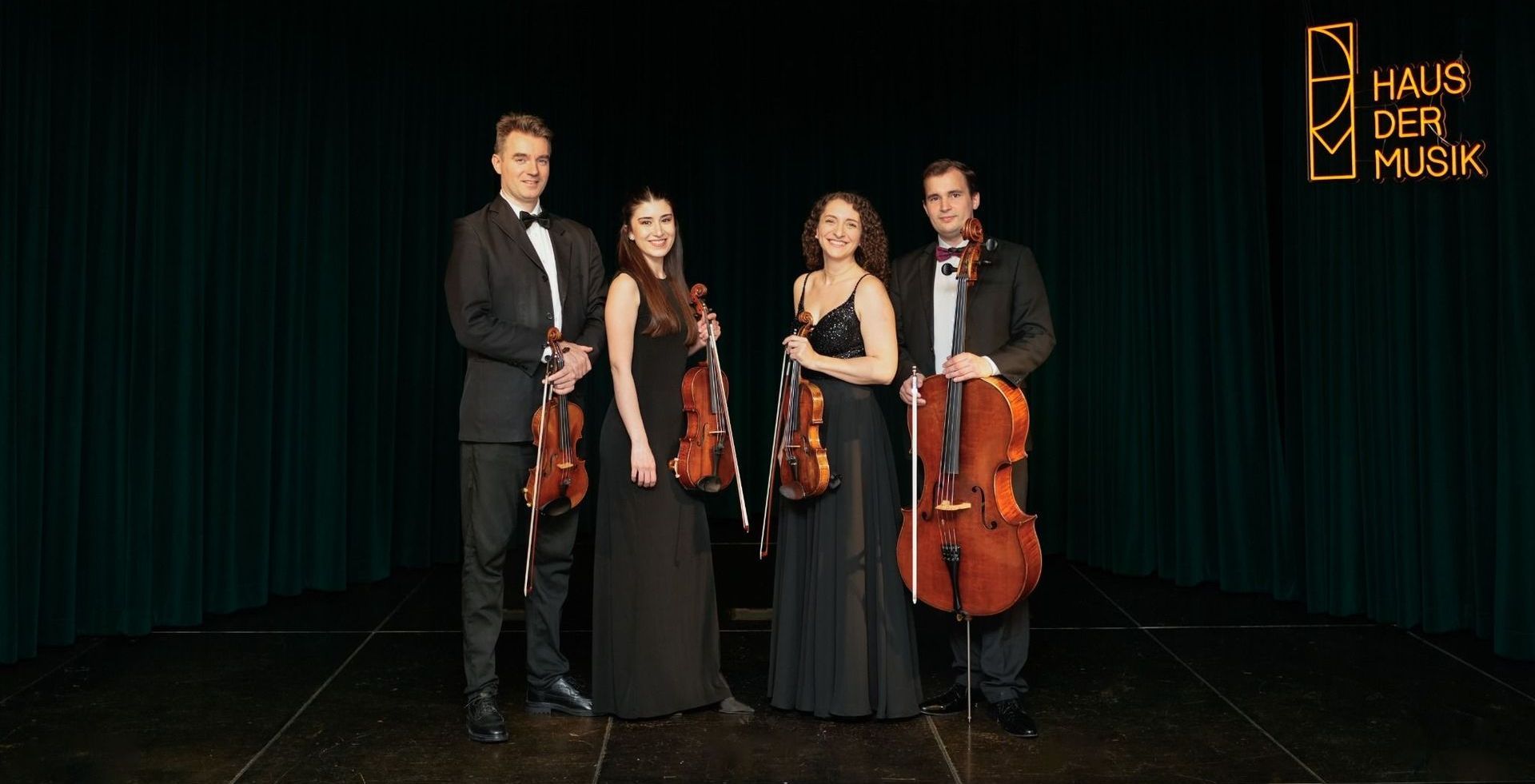 Viennese Classical Masters Concert – Haus der Musik musicians String quartet musicians at the Viennese Classical Masters Concert, Haus der Musik, Vienna