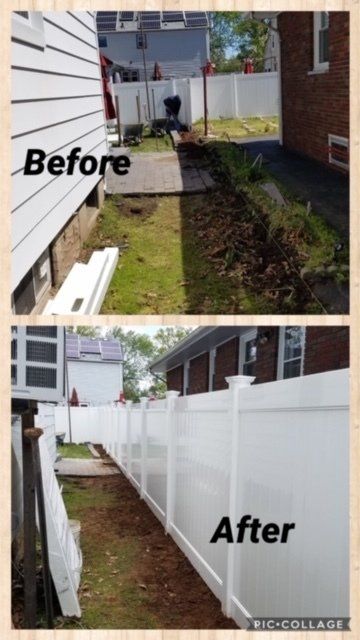 White Vinyl Fence With Plants - Flemington, NJ - GT Fence LLC