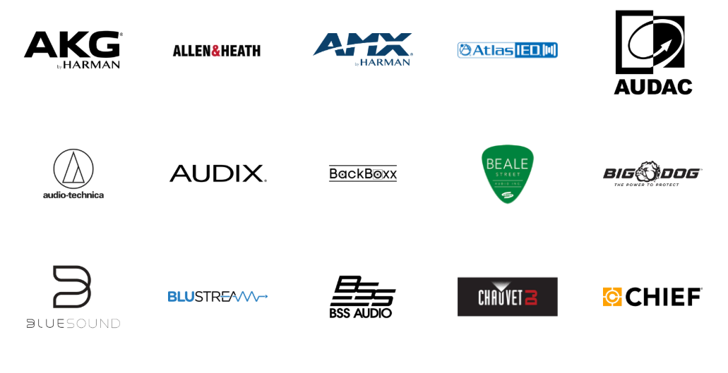 A bunch of logos for different companies on a white background.