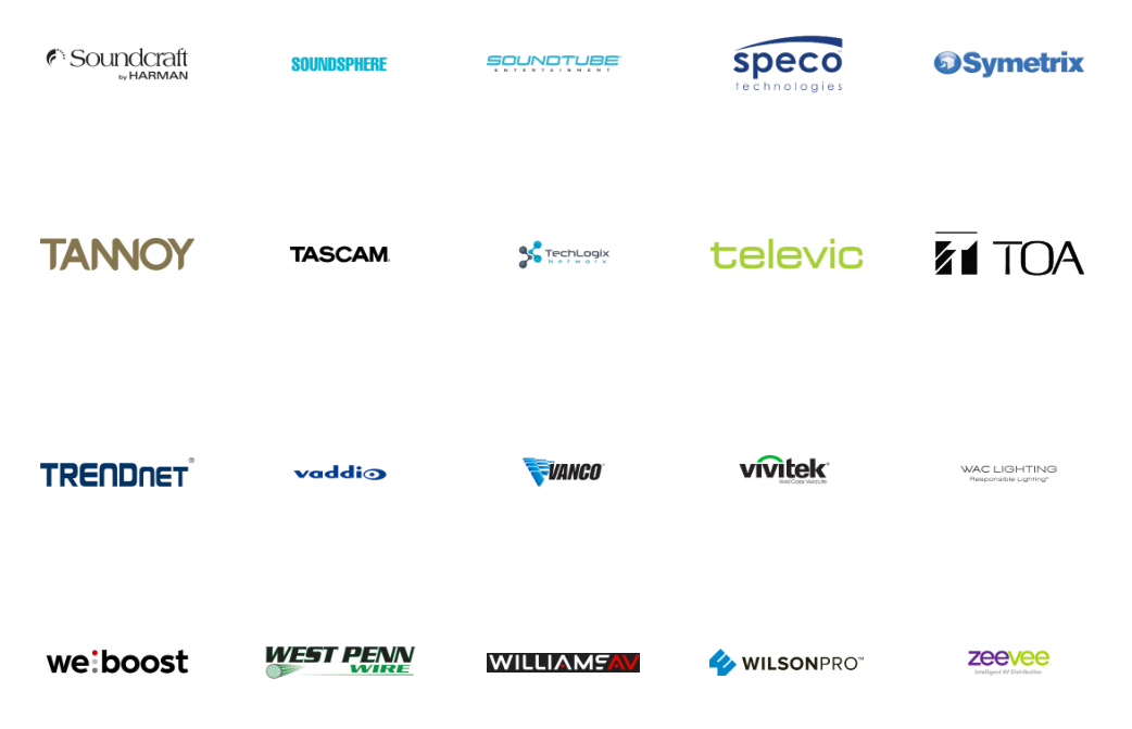 A bunch of logos for different companies on a white background