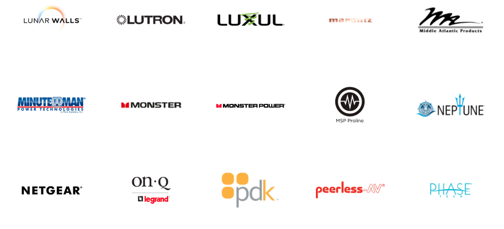 A bunch of logos for different companies on a white background