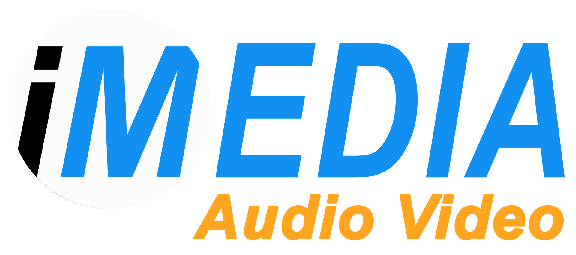 The word media is written in blue letters on a white background.