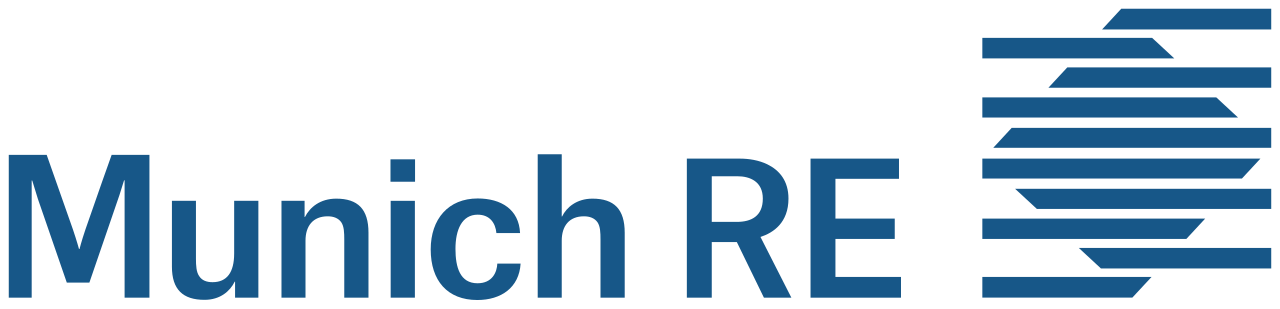 A blue and white logo for munich re
