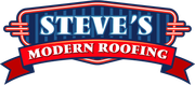 Steve's Modern Roofing logo in red, white, and blue