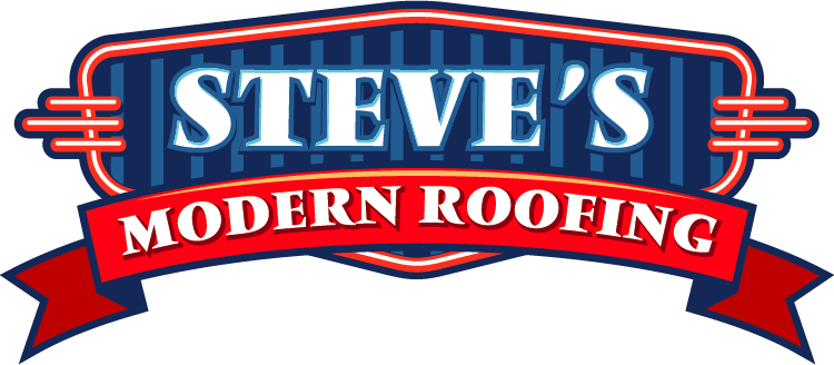 Steve's Modern Roofing logo in red, white, and blue