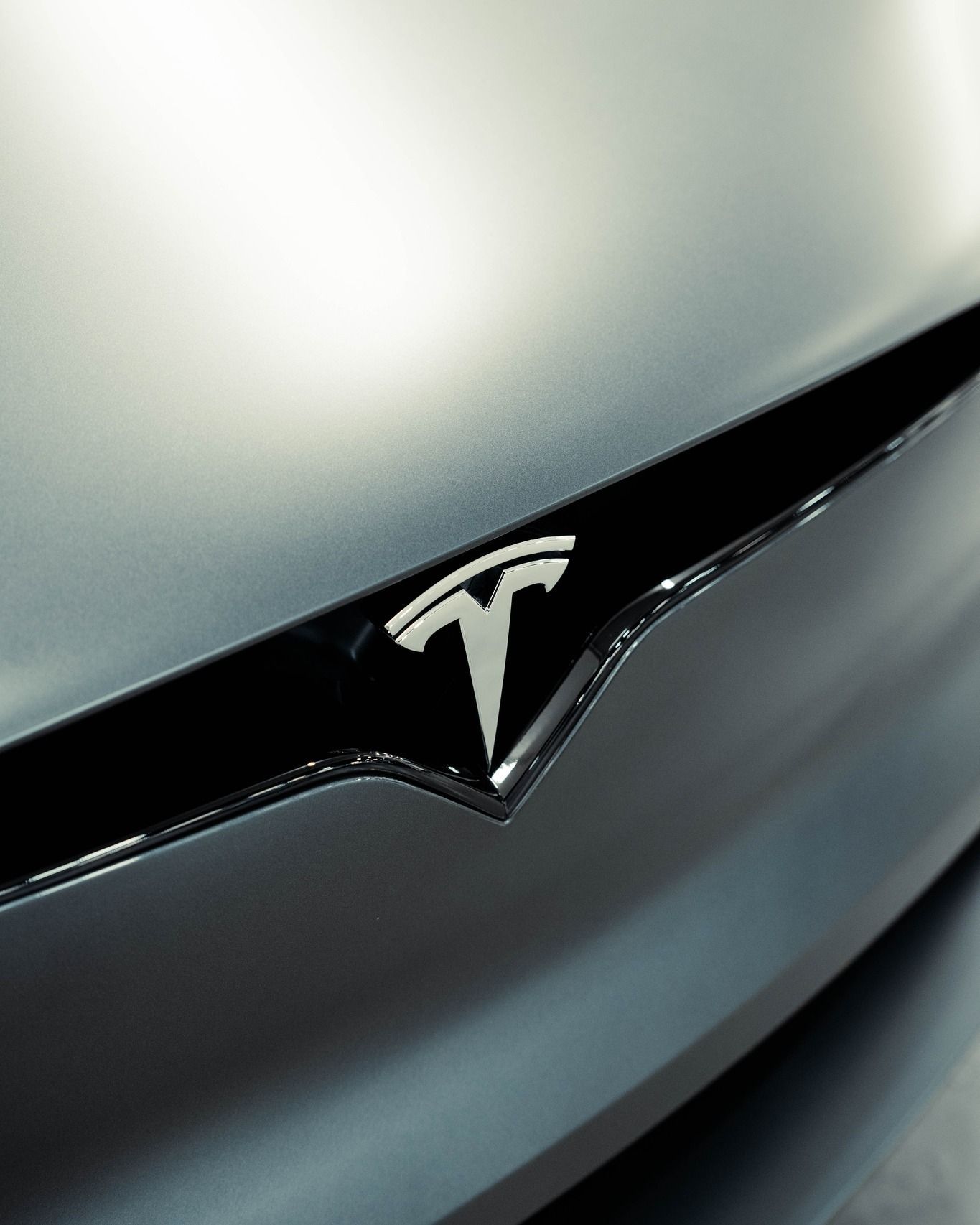 A close up of the front of a tesla model s