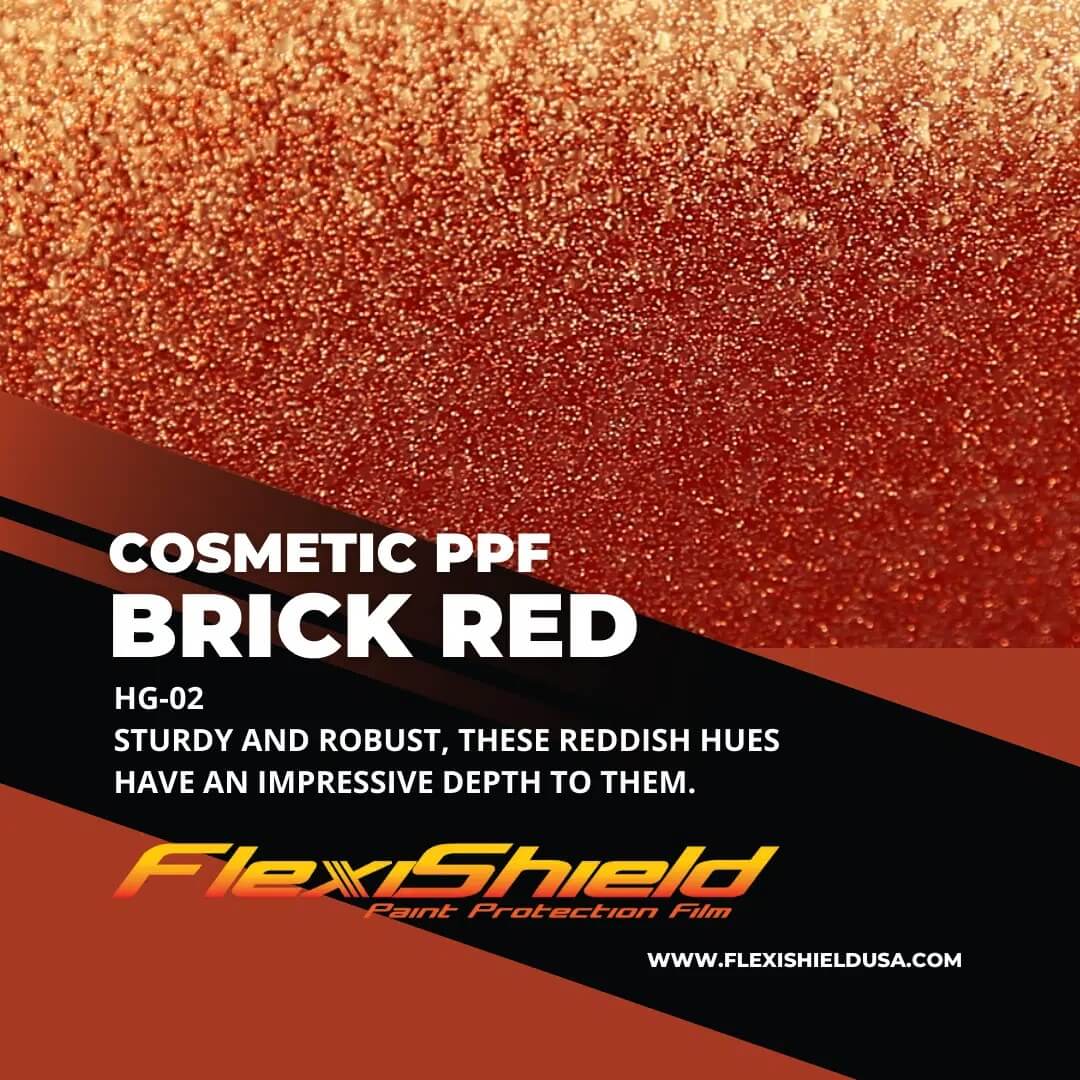 A poster for cosmetic ppf brick red by flexshield