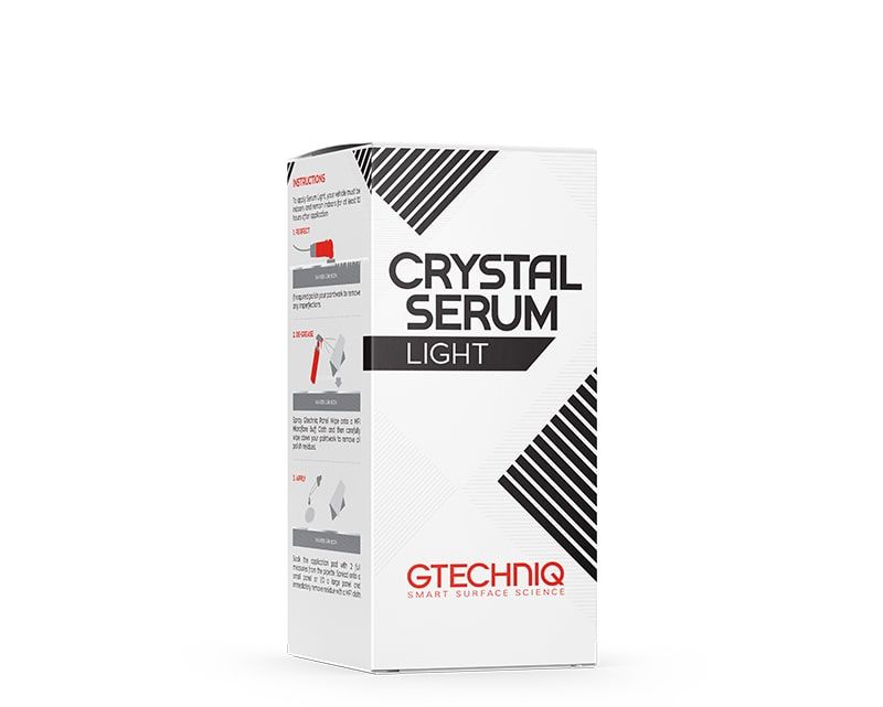 A box of gtechniq crystal serum light on a white background.