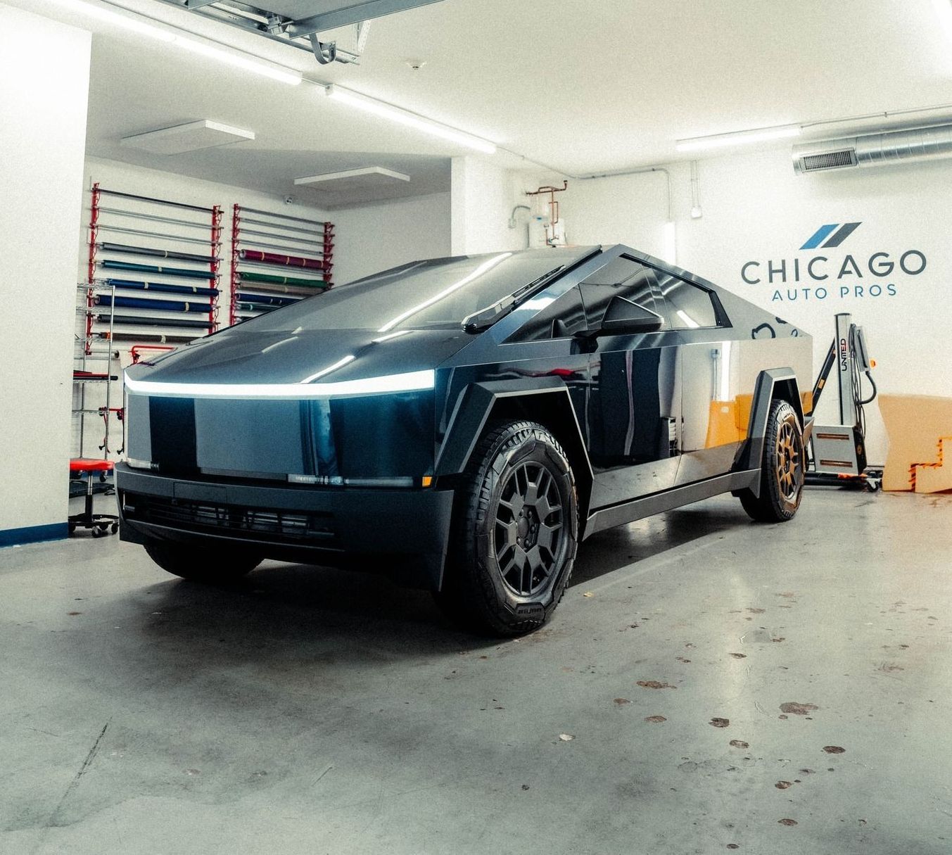 tesla Cybertruck parked in Chicago Auto Pros