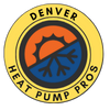 Denver Heat Pump Pros Logo - a yellow, orange and blue circular logo with half of a sun and half of a snowflake