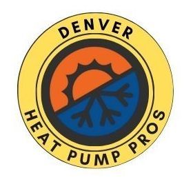 Denver Heat Pump Pros Logo - a yellow, orange and blue circular logo with half of a sun and half of a snowflake
