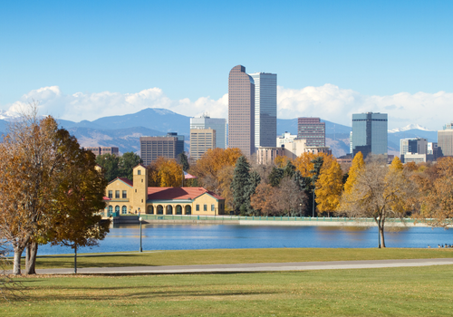 Denver skyline looking west from Aurora