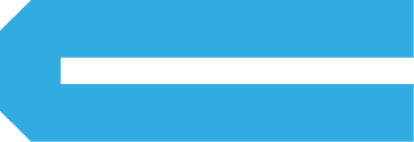 Blue geometric shape with a white horizontal line through the center.