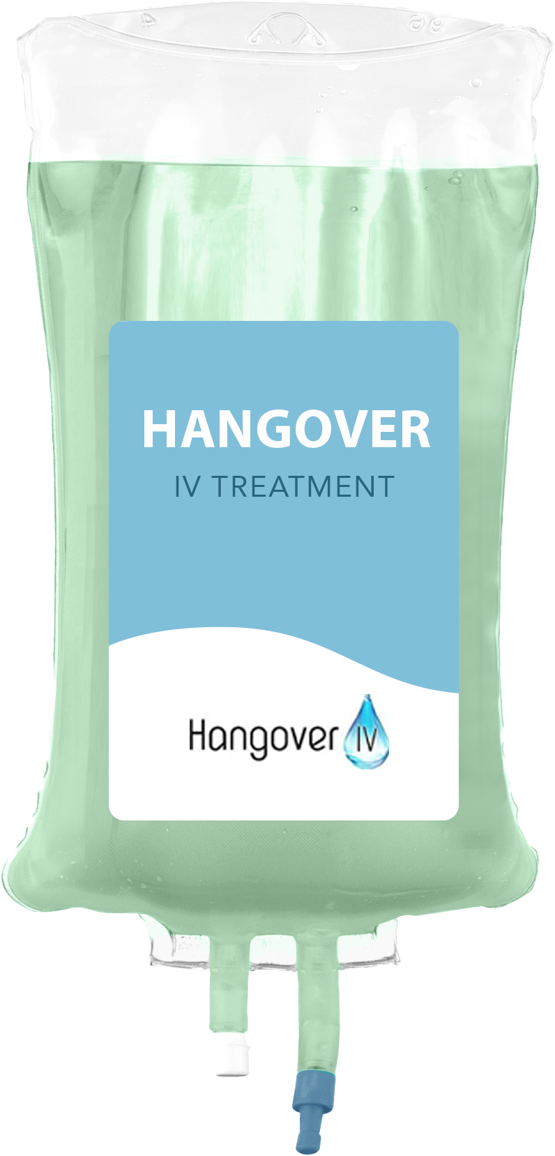 A bag of hangover iv treatment on a white background.