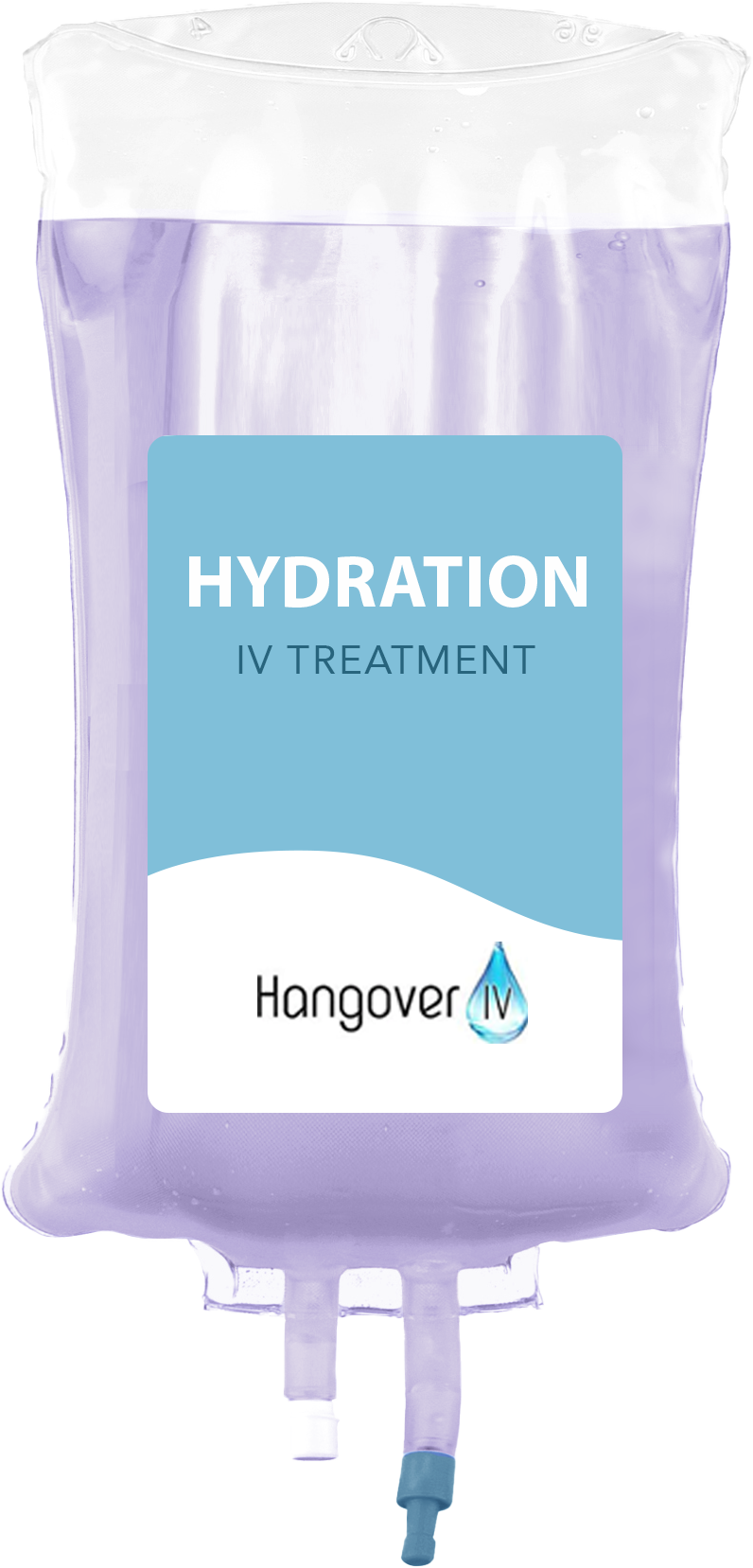 A bag of hangover hydration iv treatment on a white background.