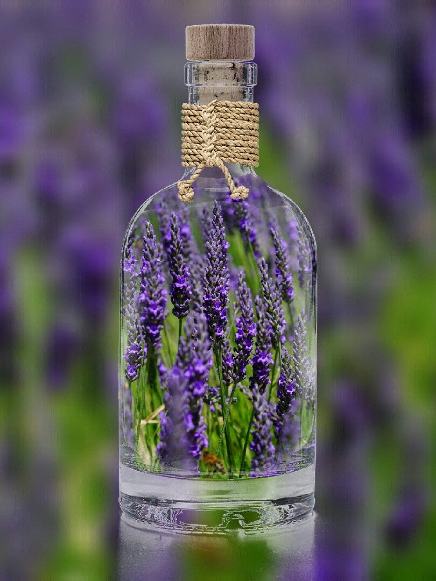 Lavendelblüten in Flasche