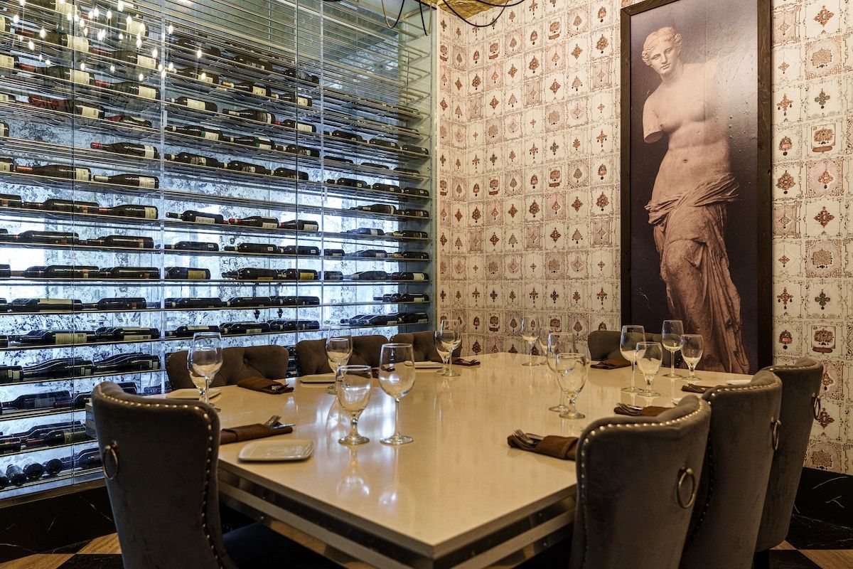 Private dining room at Romanissimo Italian Restaurant in San Diego. 
