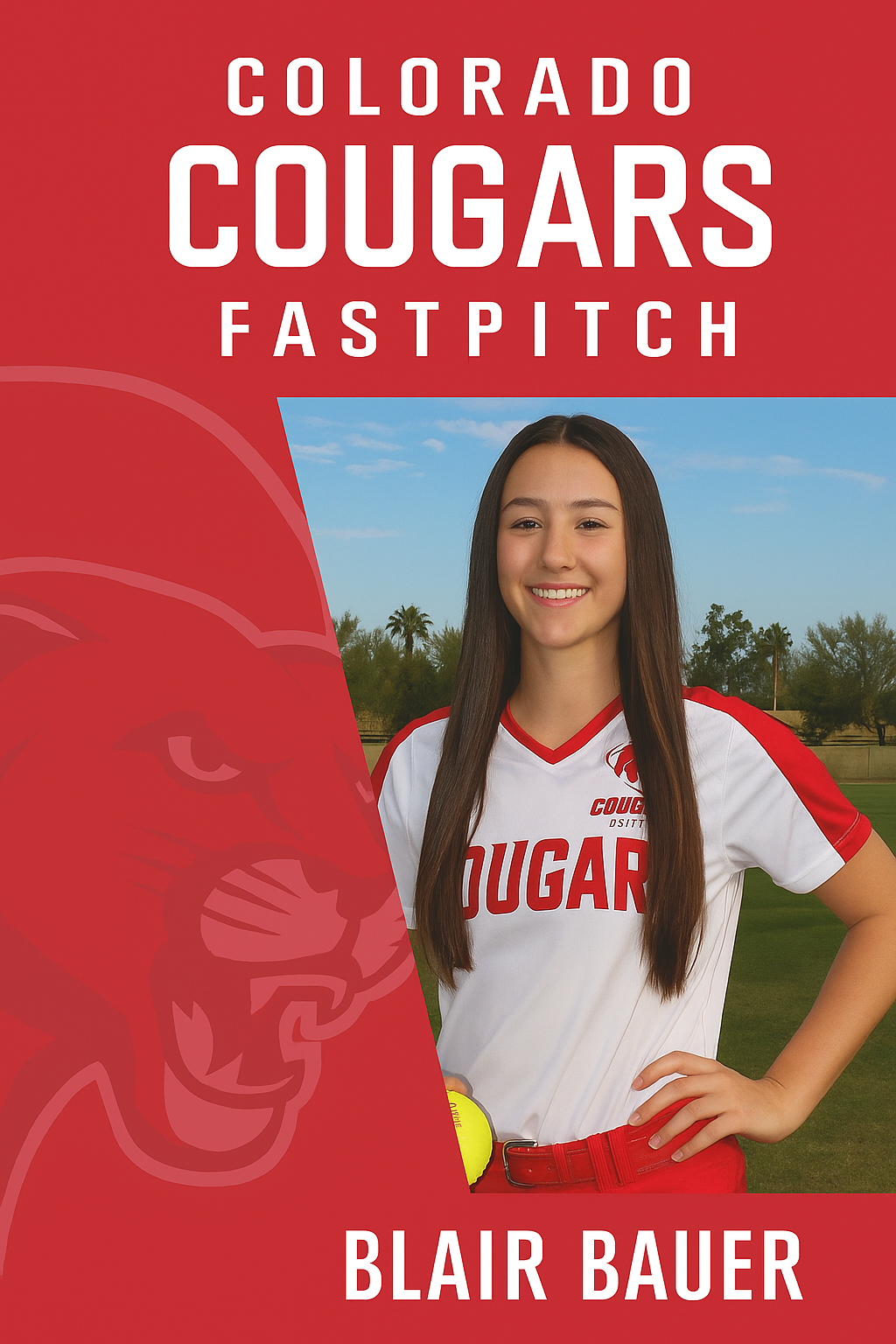 A poster for the colorado cougars fastpitch team