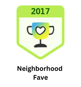A picture of a trophy that says neighborhood fave