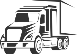 A black and white drawing of a cargo truck