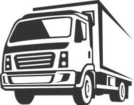 A black and white drawing of a semi-truck