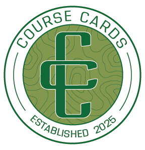Course Cards logo: Green and white circular emblem with