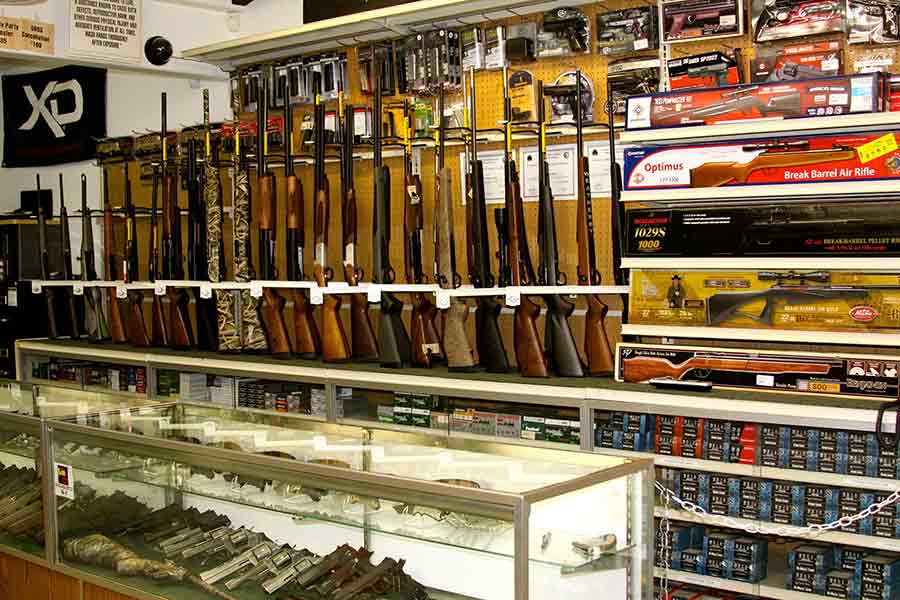 Interior view of Jeffs Sporting Goods Shooting Department in  their San Gabriel store.