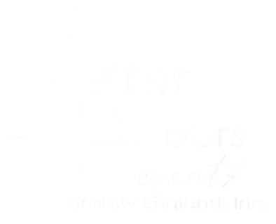 White logo text reading "First Tours of New England, Inc." against a dark background.