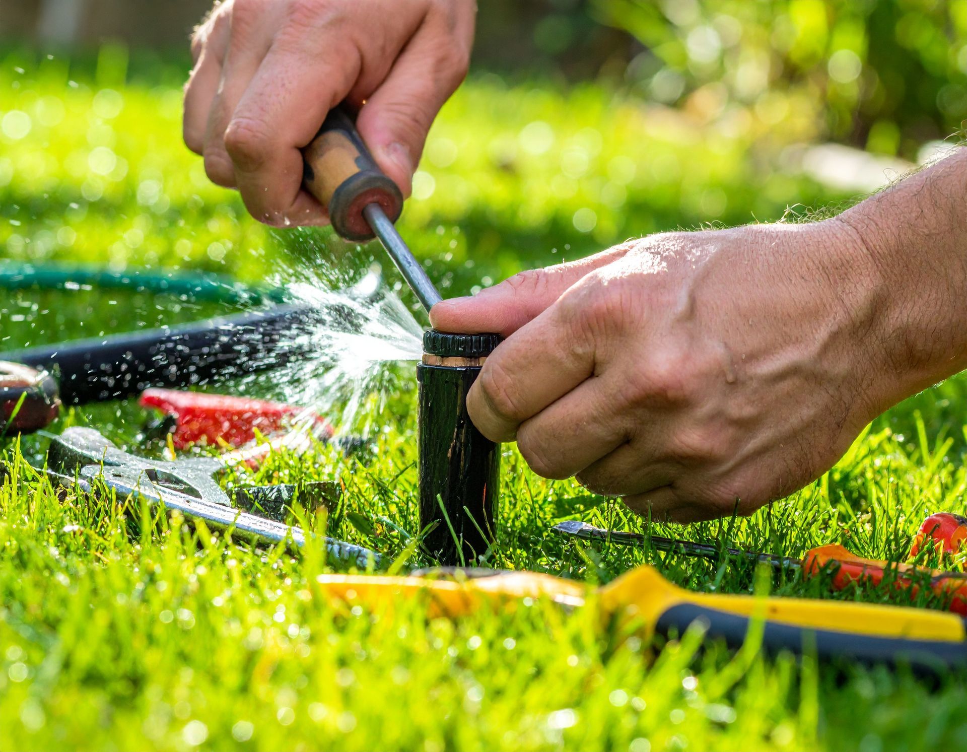 Quick guide to repairing sprinkler heads. Fix leaks, low pressure, and broken heads with simple tool