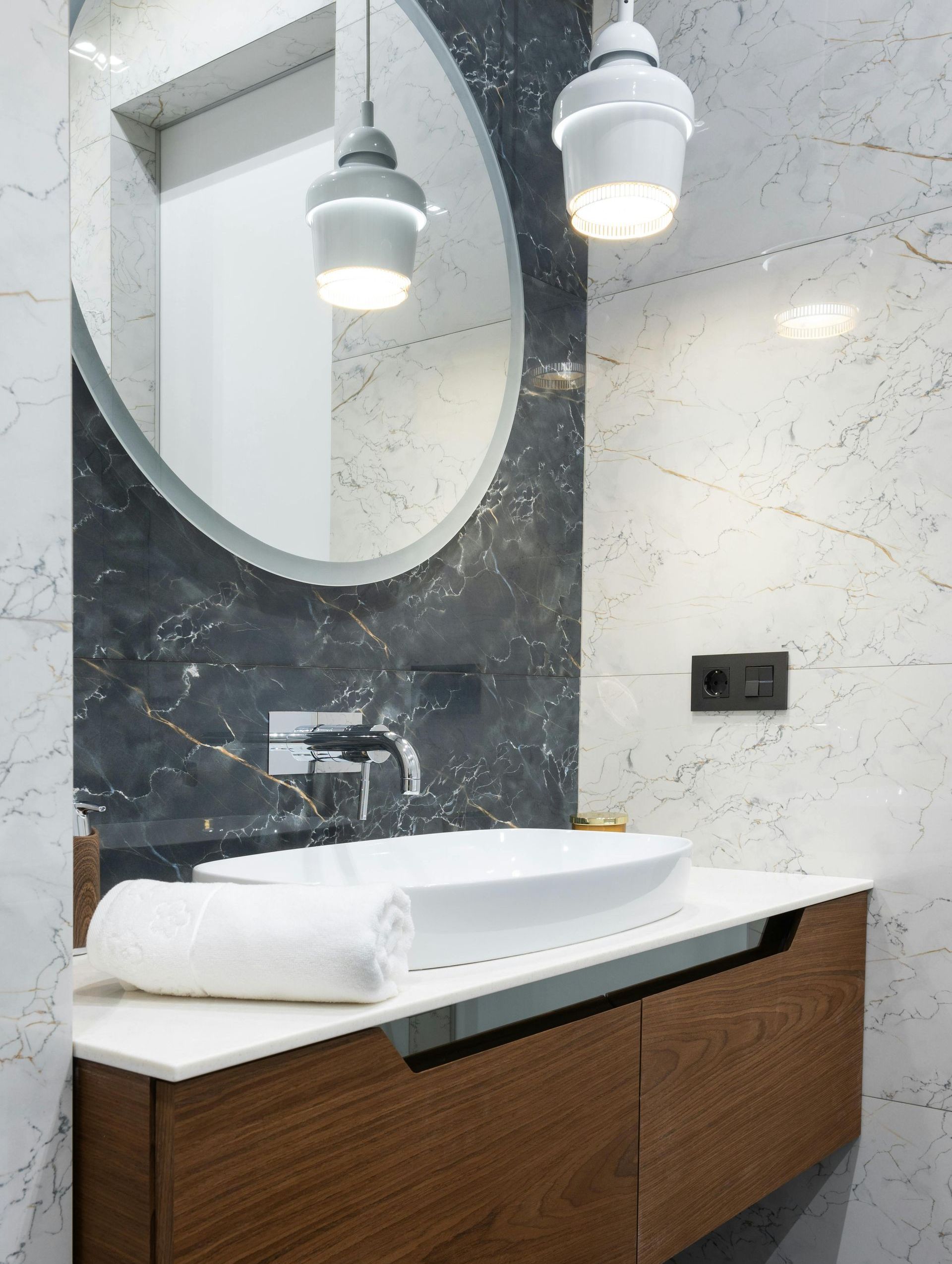 sink and mirror in a bathroom