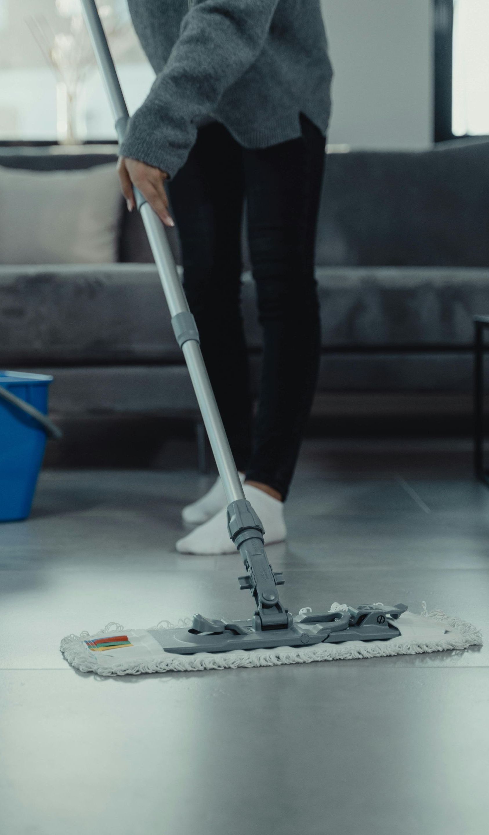 cleaning a floor