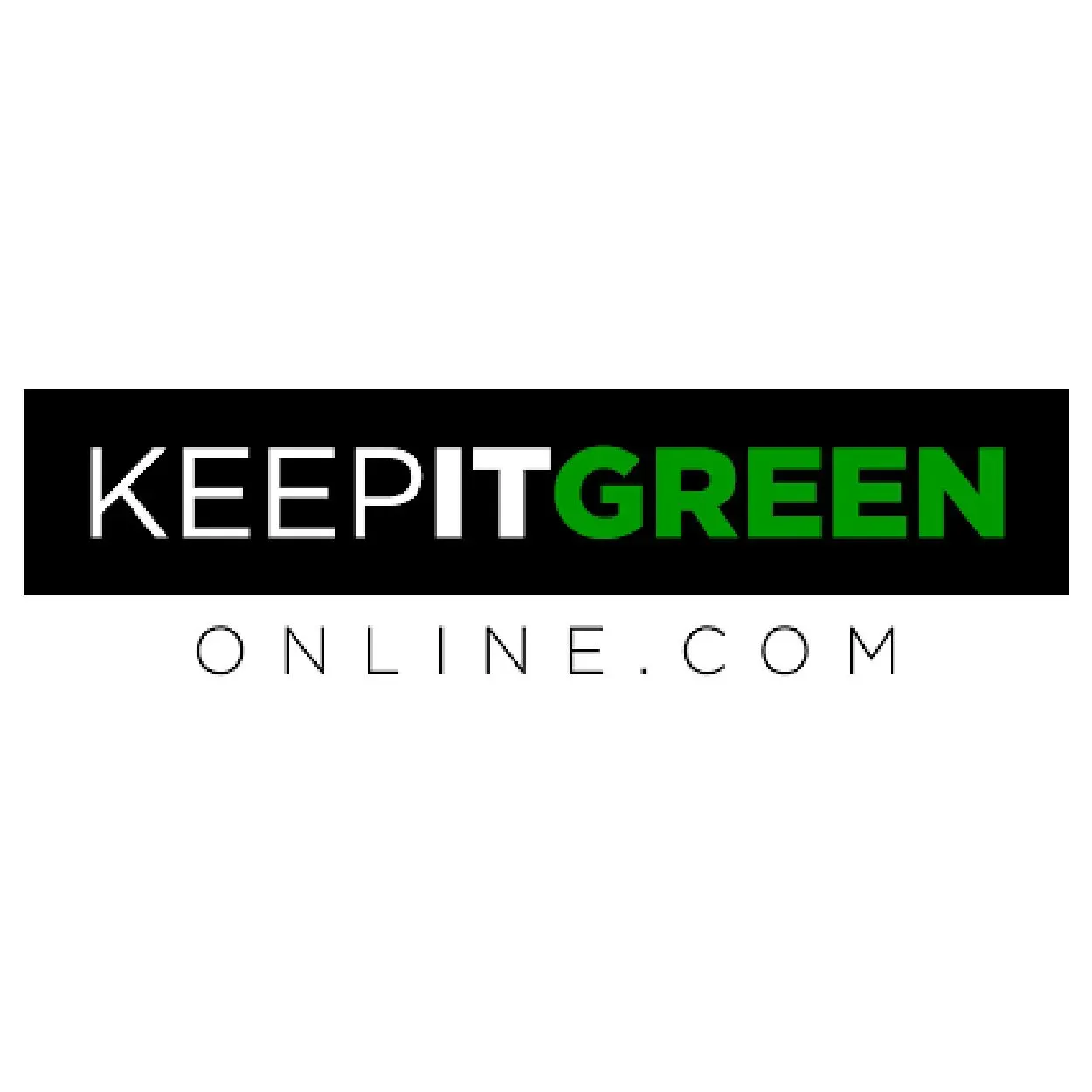 The logo for keepitgreen online.com is black and green.
